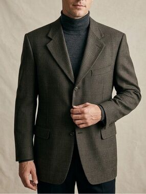 Canali Wool Cashmere Three Button Blazer Sport Coat Jacket Size 42R Brown Italy